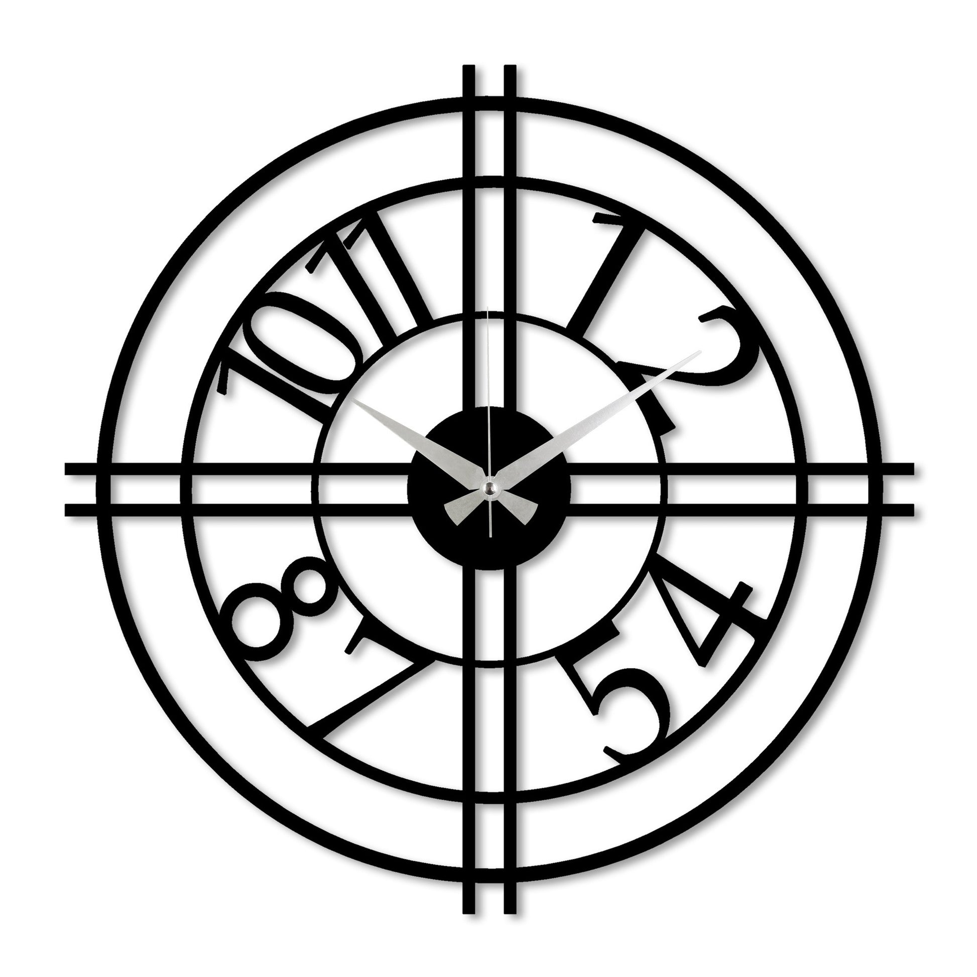 Reloj De Pared Circular Metal Estilo Cruz_0