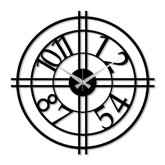 Reloj De Pared Circular Metal Estilo Cruz_0