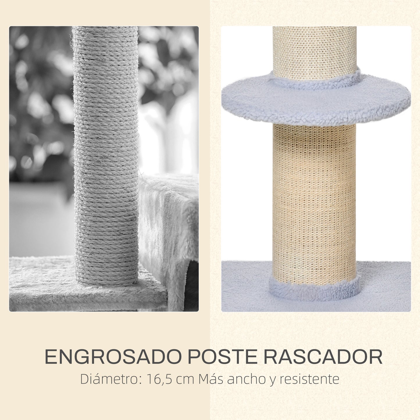 Pawhut Árbol Rascador Para Gatos Altura 91 Cm De 3 Niveles 45x45x91cm Azul Claro_5