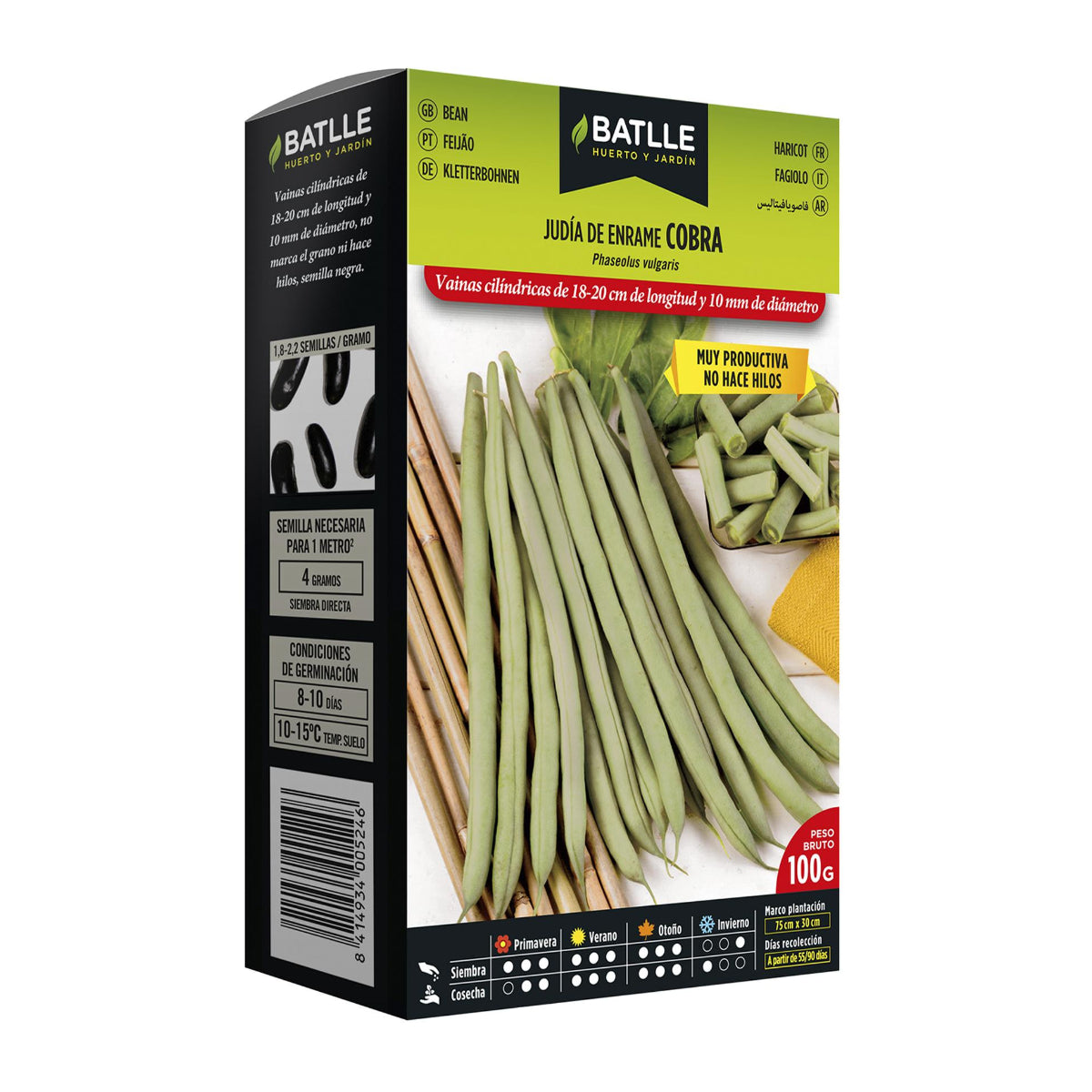 Sementes de feijão-verde Cobra 250 gr.