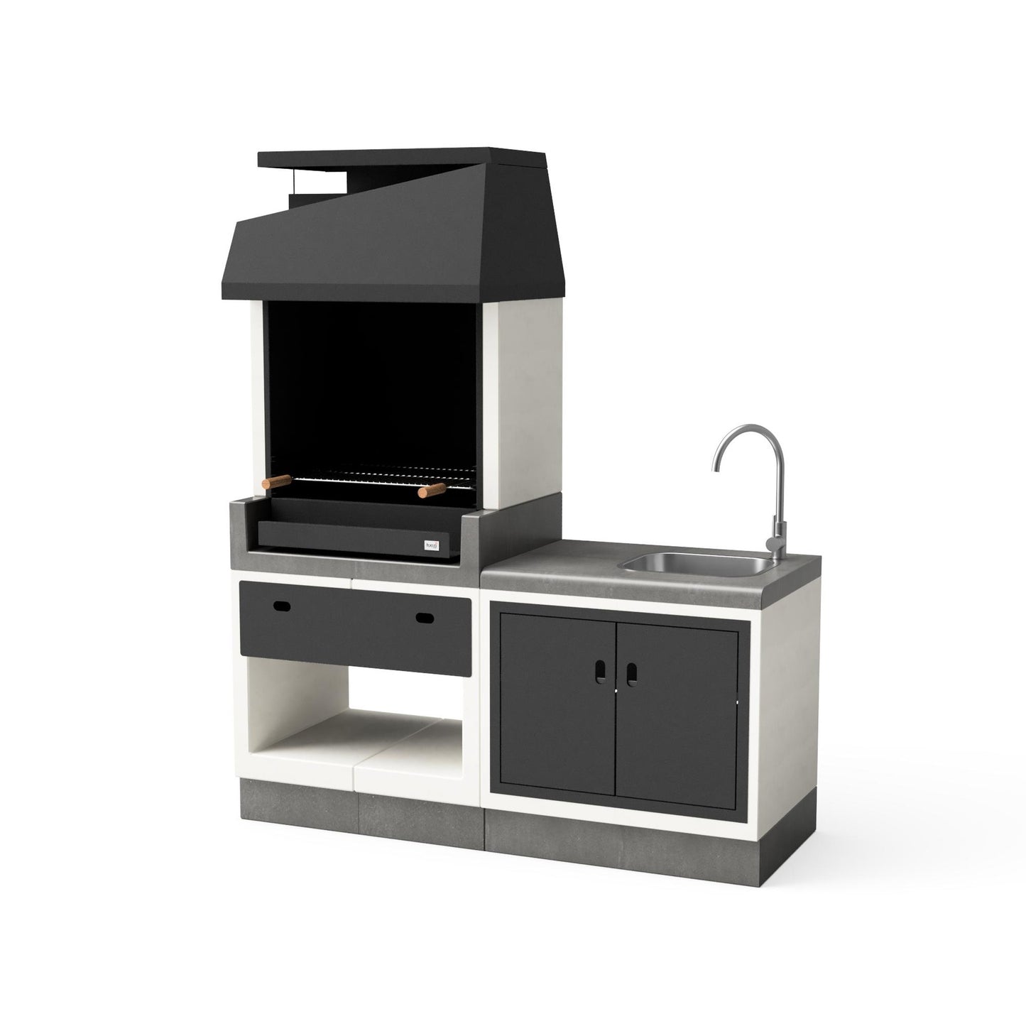 Cozinha exterior Kitaway com churrasqueira e lava-loiça Tuozi