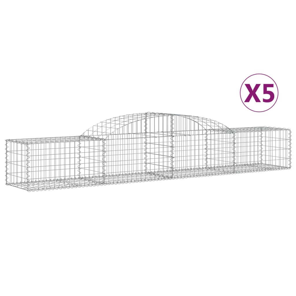 Cestas De Gaviones 5 Uds Forma De Arco Hierro 300x50x40/60 Cm_0