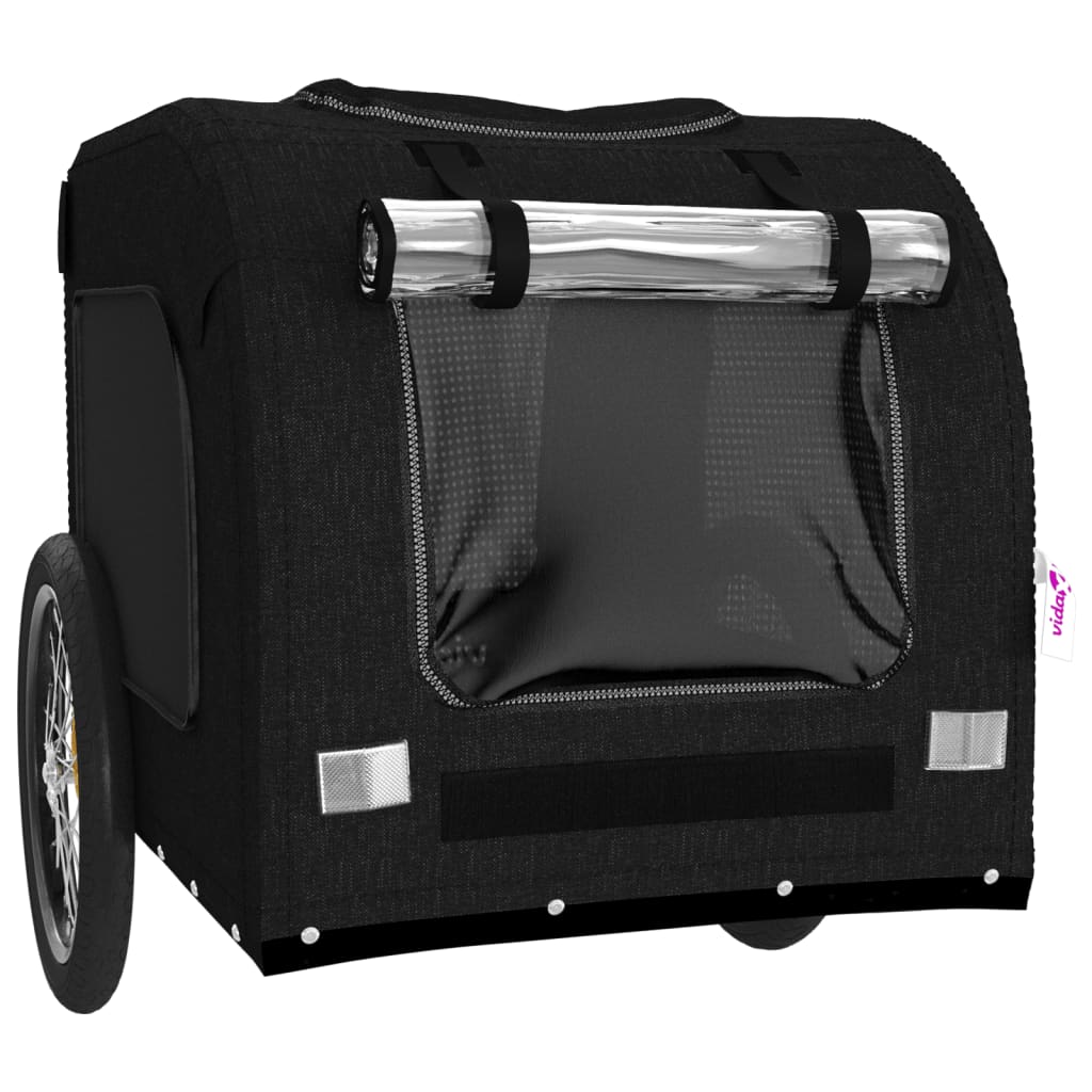 Remolque De Bicicleta Mascotas Hierro Tela Oxford Negro_4