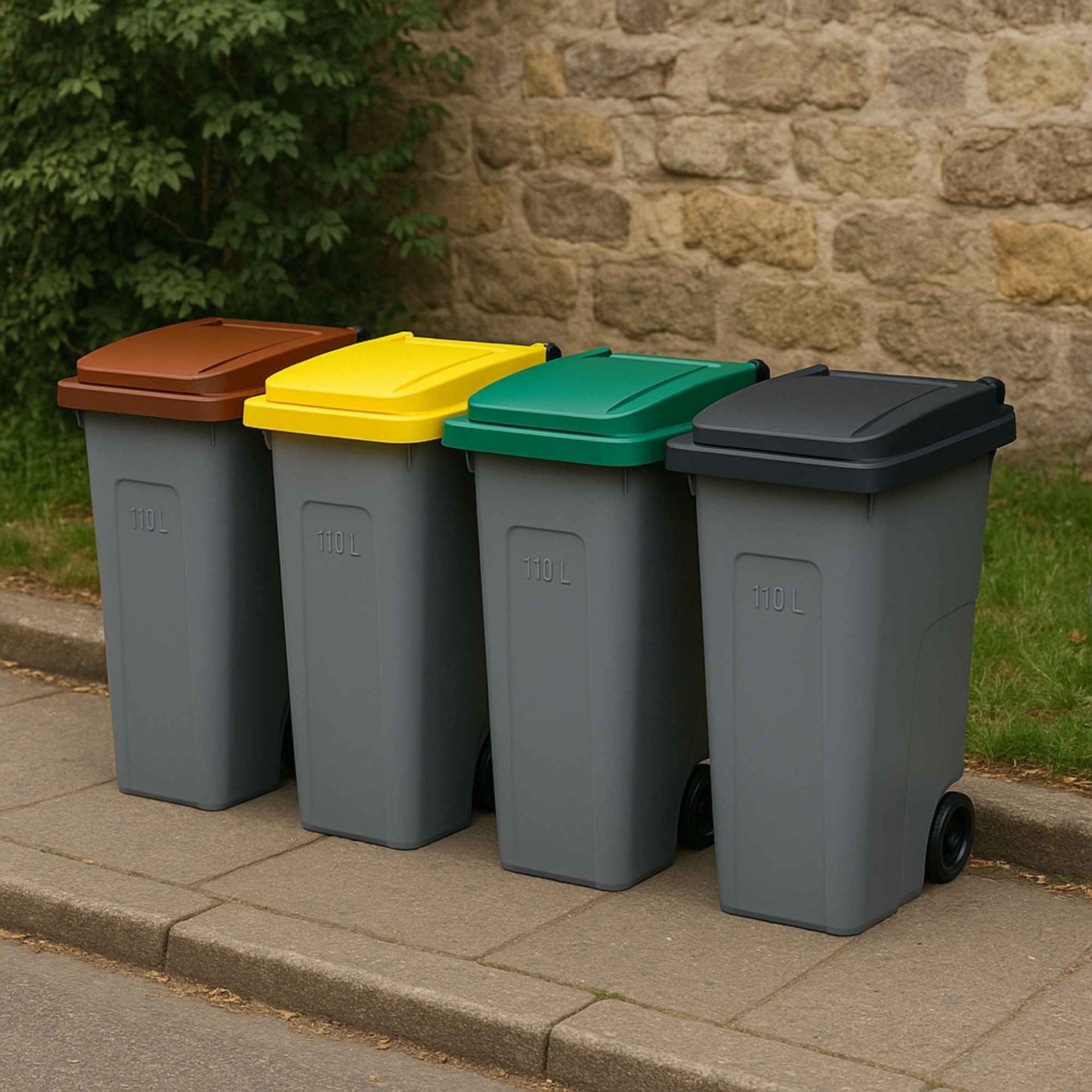 Contenedor Reciclo 110l Verde Cerrado 88x57x42 Cm Wellhome_3