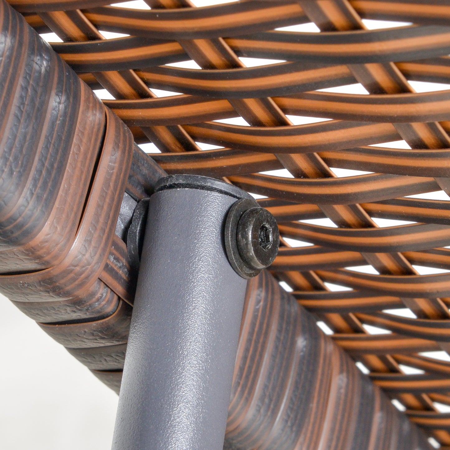 Outsunny Tumbona De Ratán Jardín Con Cojines Respaldo Ajustable Y 2 Ruedas Crema_3