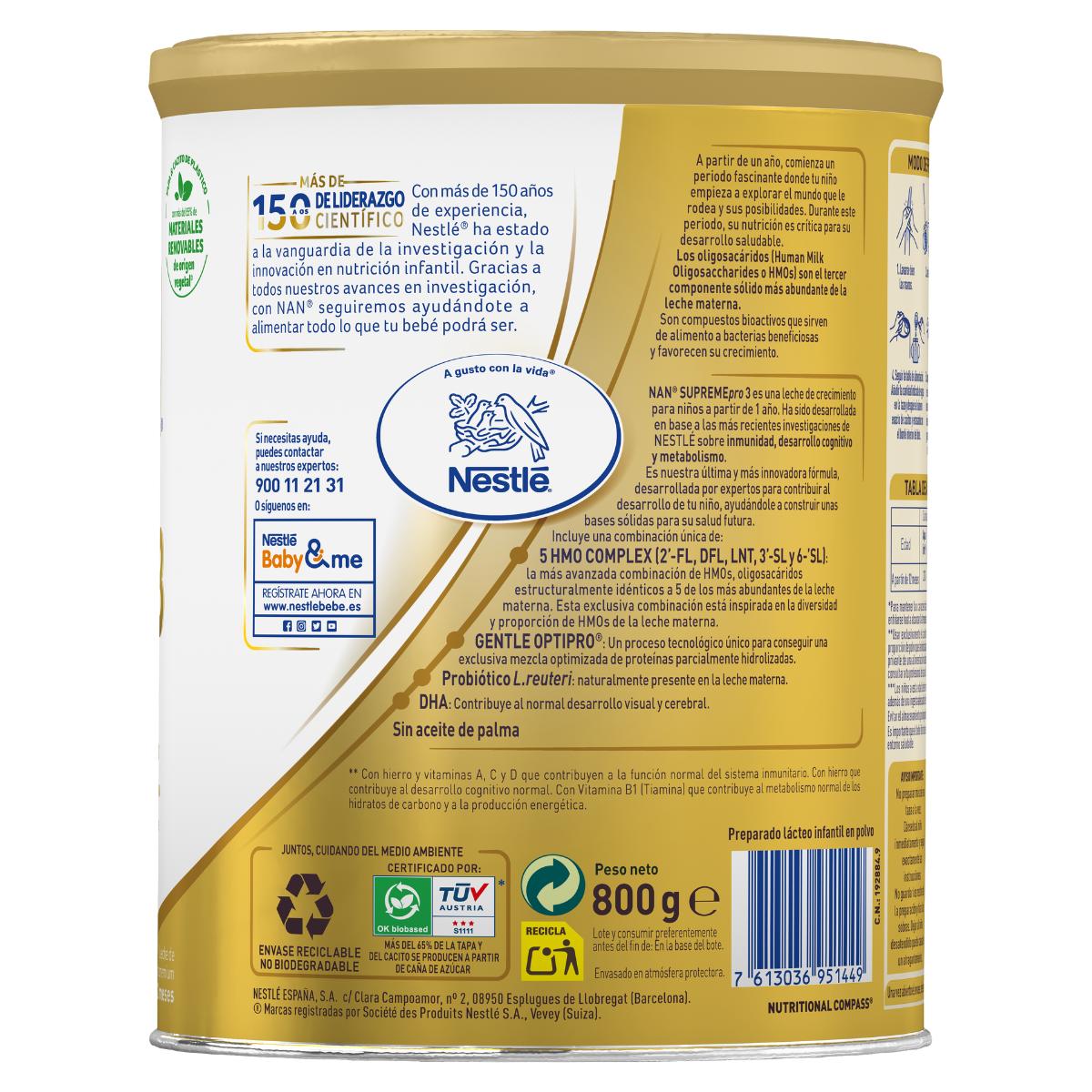 Leite de crescimento infantil Nan Supremepro 3 a partir de 1 ano Nestlé 800 g