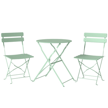 Outsunny Conjunto De Muebles De Jardín Con 2 Sillas Plegables Y Mesa Verde Claro_0