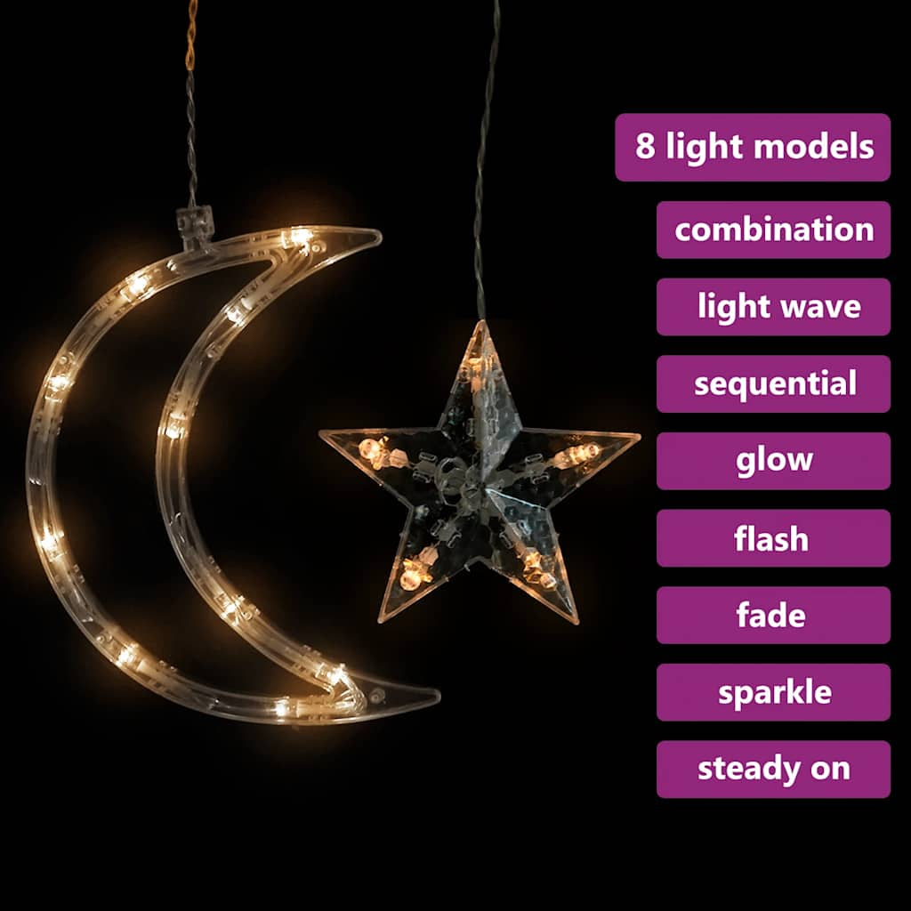 Vidaxl Luces Estrella Y Luna 345 Leds Blanco Cálido Con Control Remoto_3