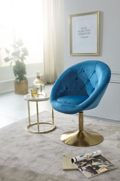 Silla Terciopelo Azul / Dorado Giratoria_2