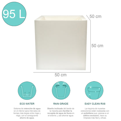 Macetero De Polietileno Blanco 50x50 Cm