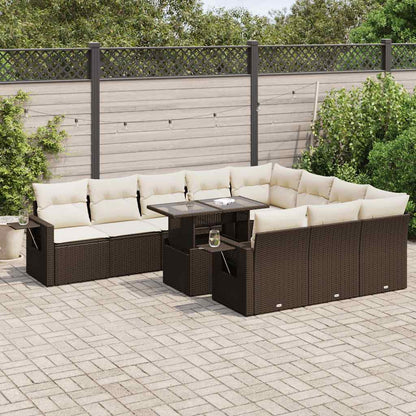 Set De Sofás De Jardín 11 Pzas Cojines Ratán Sintético Marrón / Vetonek_4