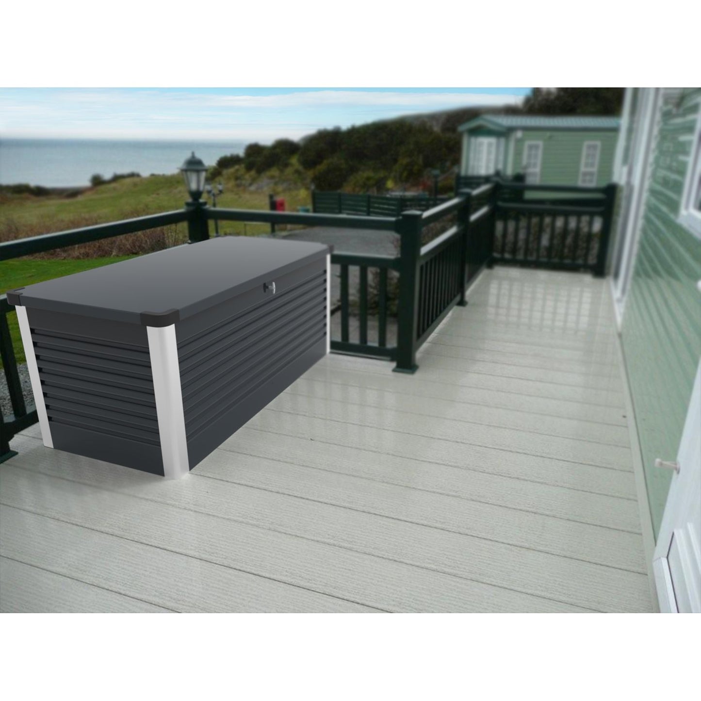 Baúl Exterior De Jardín Metálico (600 L, 135 X 67,5 X 69 Cm) - Trimetals - Color Gris Antracita_4