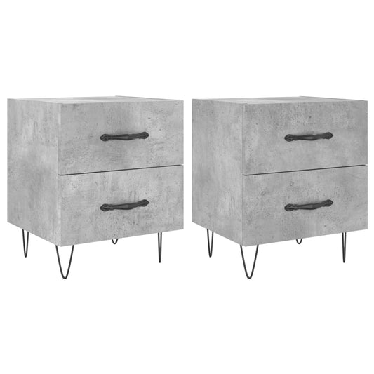 Mesita Noche 2 Uds Madera Ingeniería Gris Hormigón 40x35x47,5cm_0