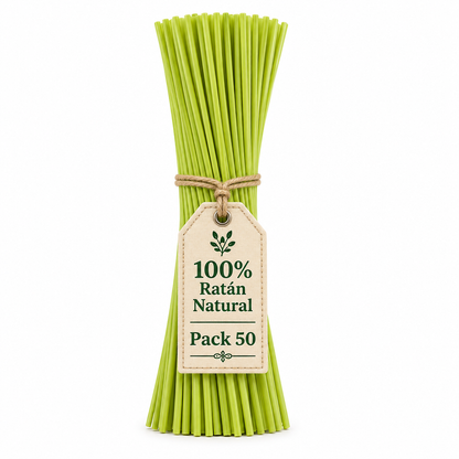 Varillas Difusor SYS 50 Uds | Ratán Natural Verde | Mikado | Alta Absorción | 2,5 mm X 25 cm_0