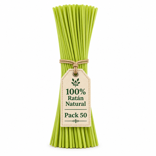 Varillas Difusor SYS 50 Uds | Ratán Natural Verde | Mikado | Alta Absorción | 2,5 mm X 32 cm_0