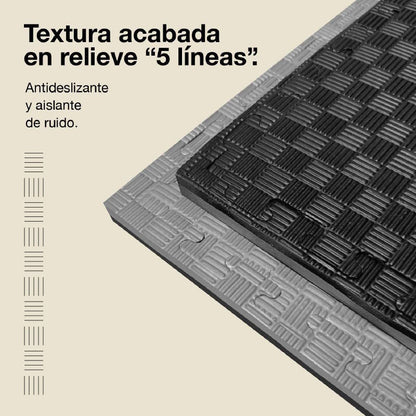 Jowy Tatami Puzzle 2cm 100x100cm, Pack 4 Unidades – Superficie 5 Líneas Gris/negro_3