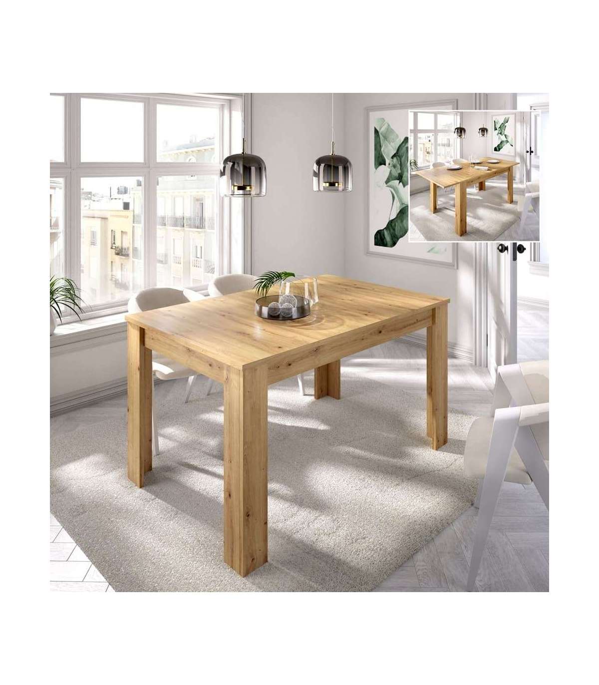 Mesa De Salon Extensible Baños De La Encina En Color Nordic 76 Cm(alto)140-180 Cm(ancho)90 Cm(largo)_0