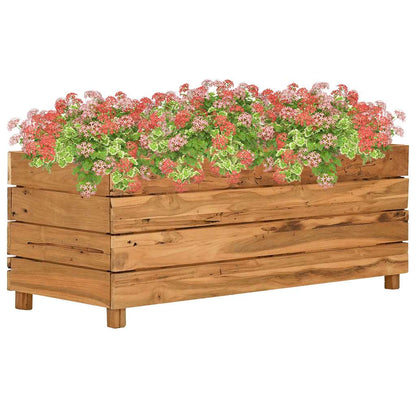 Arriate Elevado Madera De Teca Reciclada Y Acero 100x40x38 Cm_1