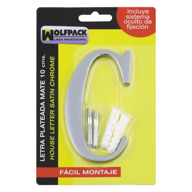 Letra Metal C Plateada Mate 10 Cm. Con Tornilleria Oculta (blister 1 Pieza)