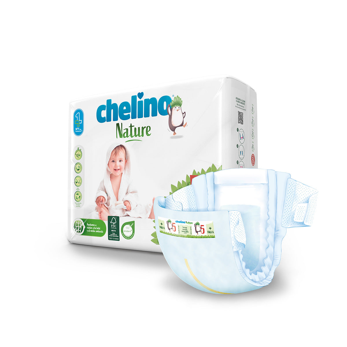 Pack poupança fraldas T5 13-18 kg Chelino Nature 120 unidades