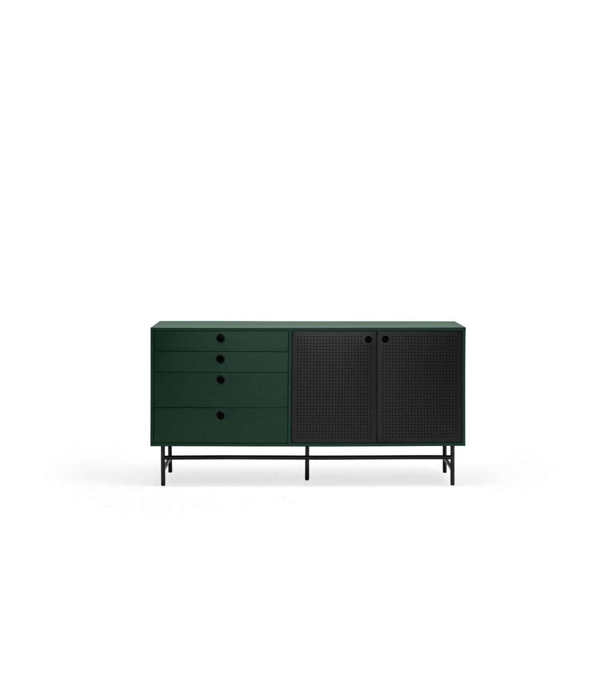 Mueble Aparador Para Comedor Modelo Punto 2 Puertas 4 Cajones Acabado Verde/negro, 47cm(an_0