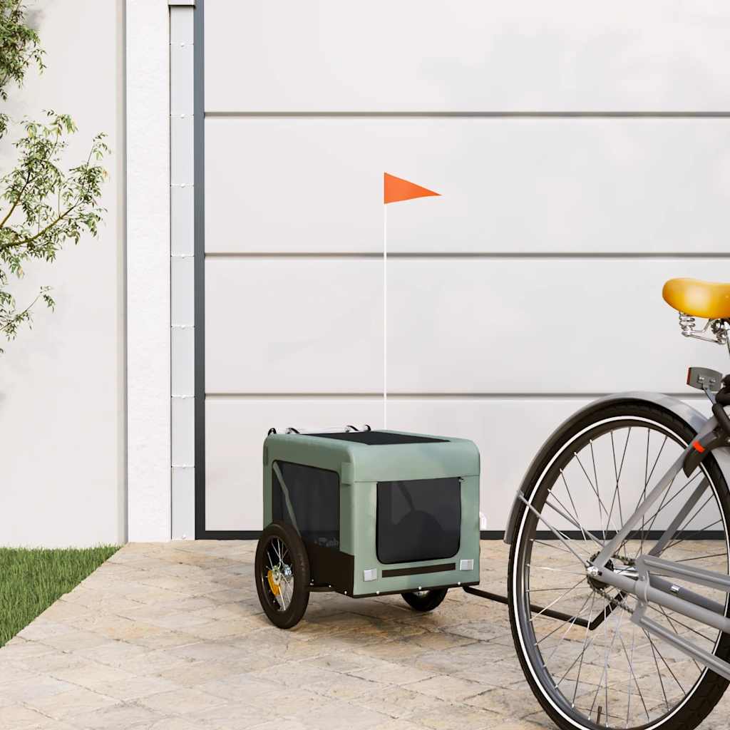 Remolque De Bicicleta Mascotas Hierro Tela Oxford Gris Negro_1