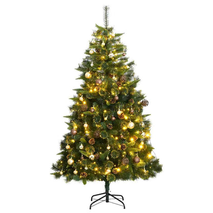 Vidaxl Árbol De Navidad Artificial Con Bisagras 300 Led Y Bolas 180 Cm_0
