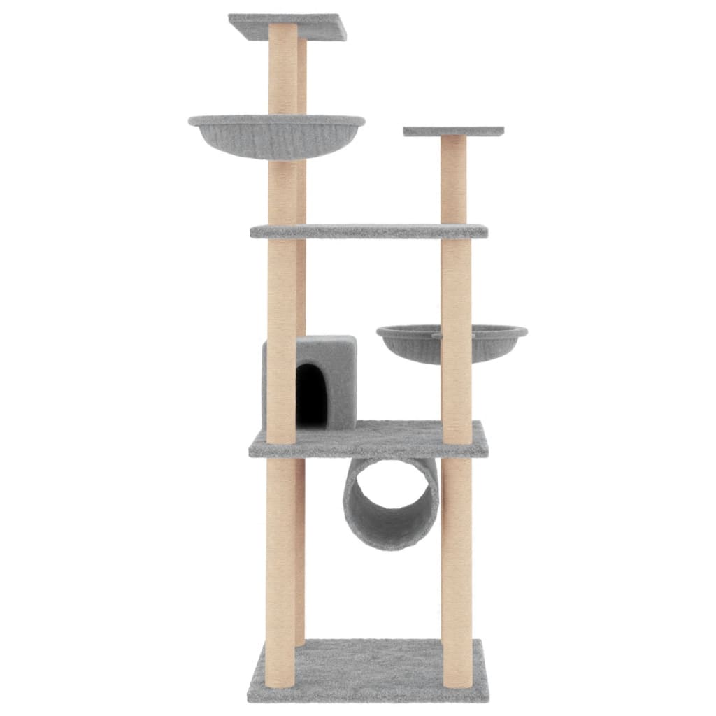 Rascador Para Gatos Con Postes De Sisal Gris Claro 141 Cm_2