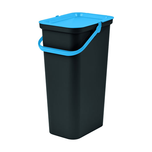 Papelera moda 40l Con Asa (cubo Negro-tapa Sapphir)_0