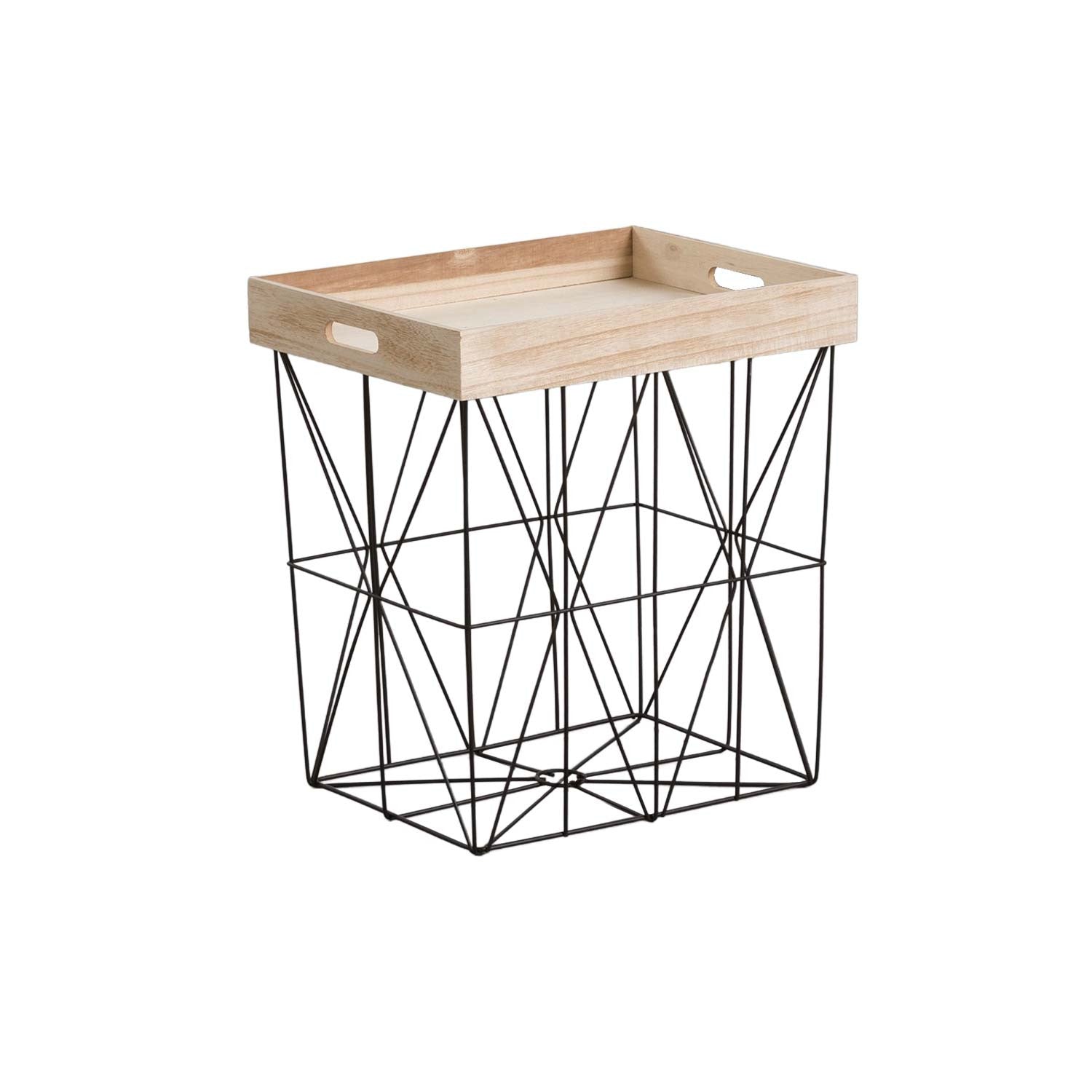 Mesita Auxiliar Rectangular Tray Beige/negro 47x41,5x32cm Thinia Home_0