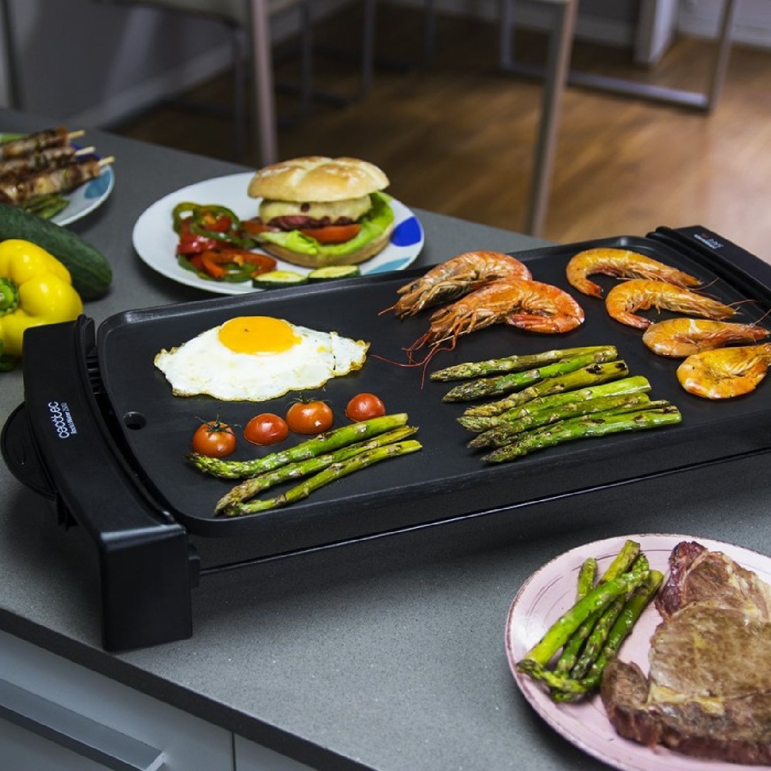Cecotec Plancha De Asar Eléctrica Black&water 2150. Potencia 2150 W Cuerpo De Aluminio Fundido Revestimiento Daikin Term_1