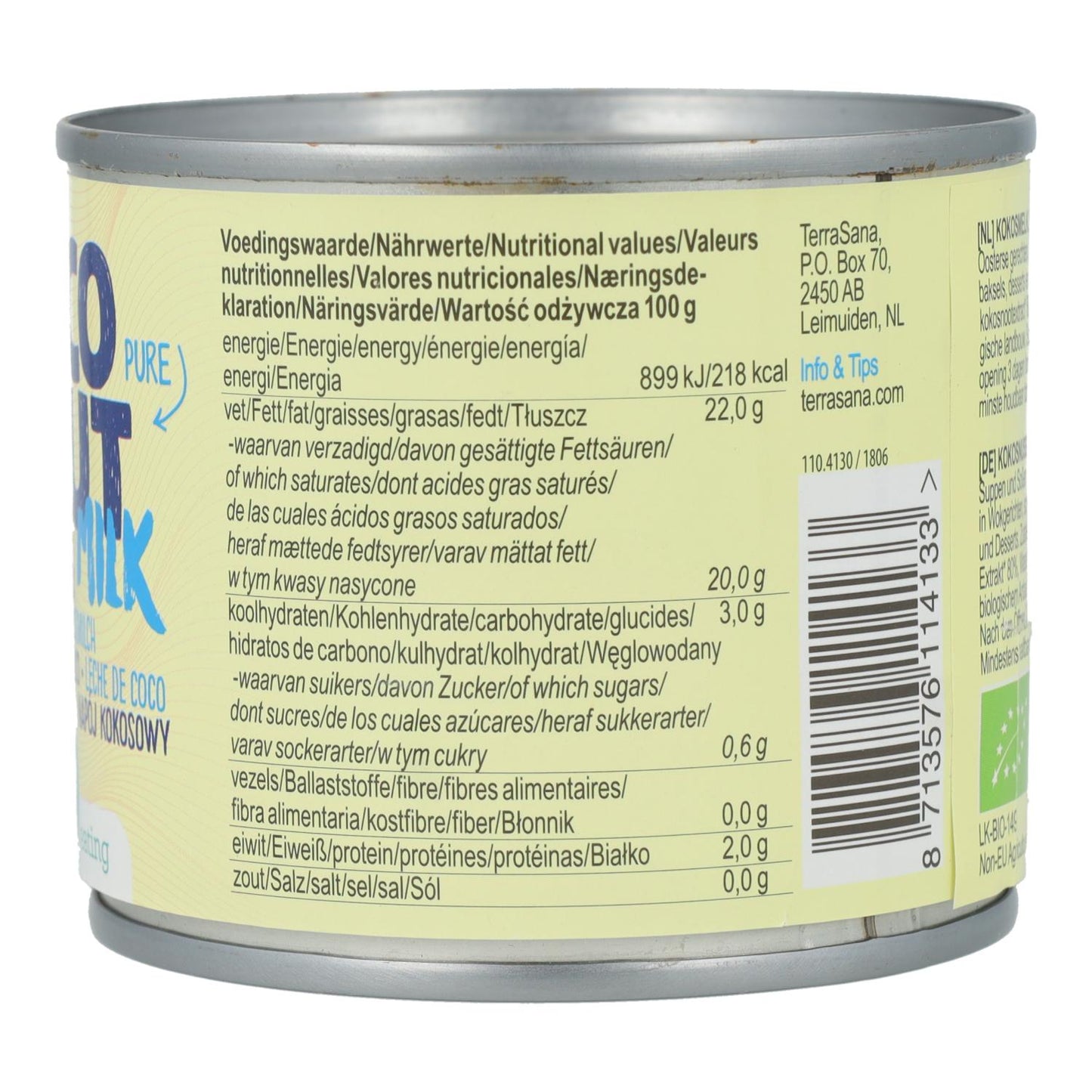 Leite de Coco 80% BIO Terrasana 200 ml