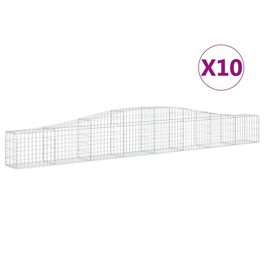 Cestas De Gaviones 10 Uds Forma De Arco Hierro 400x30x40/60 Cm_0