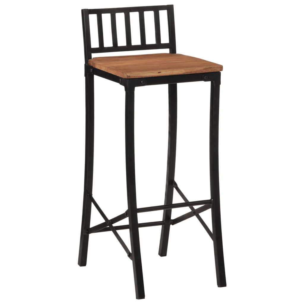 Taburetes Altos 2 Uds Madera Maciza De Acacia_2