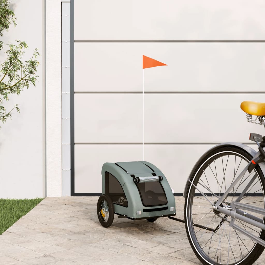 Remolque De Bicicleta Mascotas Hierro Tela Oxford Gris_1