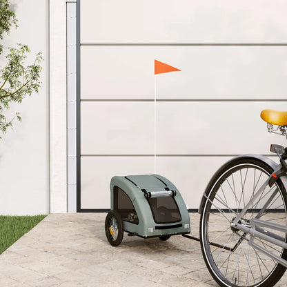 Remolque De Bicicleta Mascotas Hierro Tela Oxford Gris_1