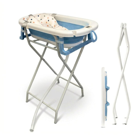 Bathby | Bañera Bebé Azul Con Cojín, Termómetro Y Soporte Plegable | Ligera, Segura Y Compacta Para Recién Nacidos_0