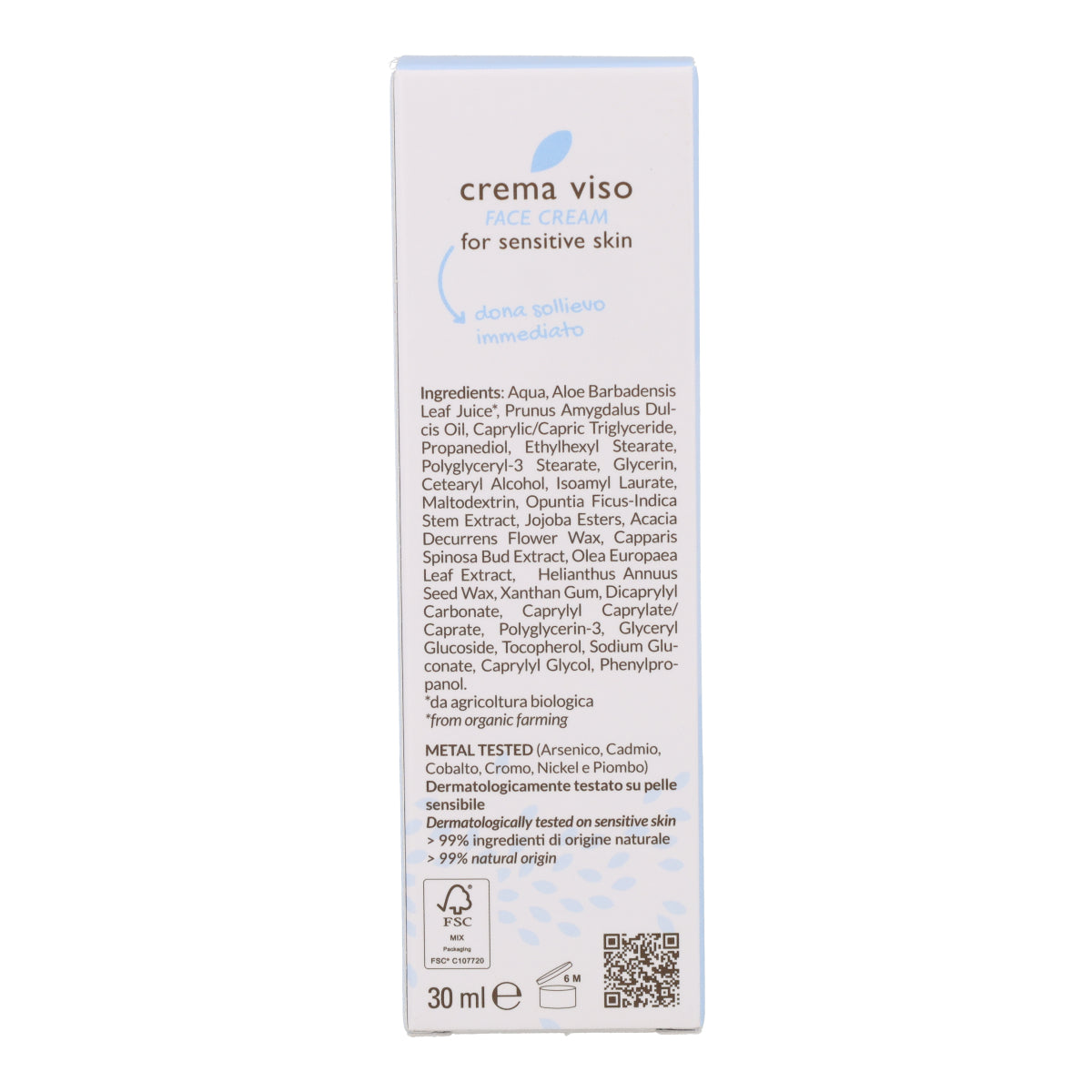 Crema facial para piel sensible Officina Naturae 30 ml