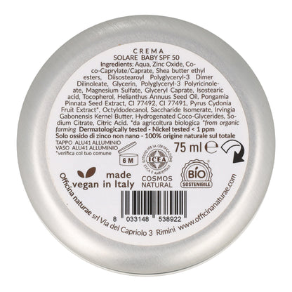 Crema solar en lata SPF 50 Baby Officina Naturae 75 ml