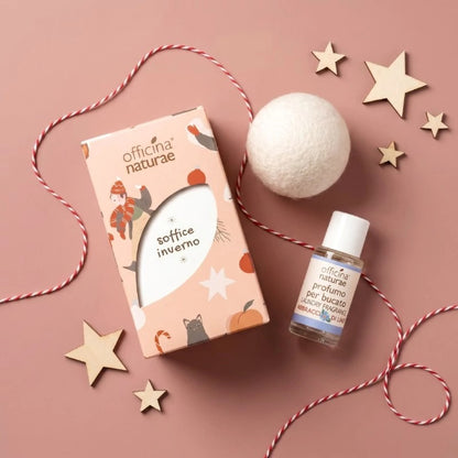 Bola de secado de lana reciclada + perfume para ropa Linen Hugs Officina Naturae 20 ml