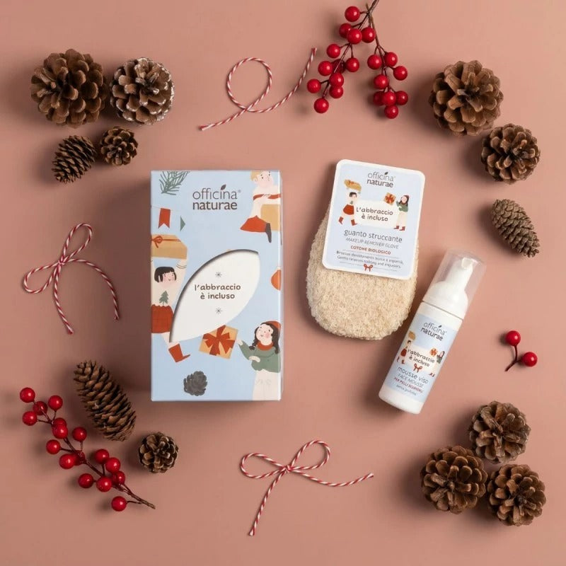 Mousse facial para piel sensible + guante limpiador facial de algodón orgánico Officina Naturae 50 ml