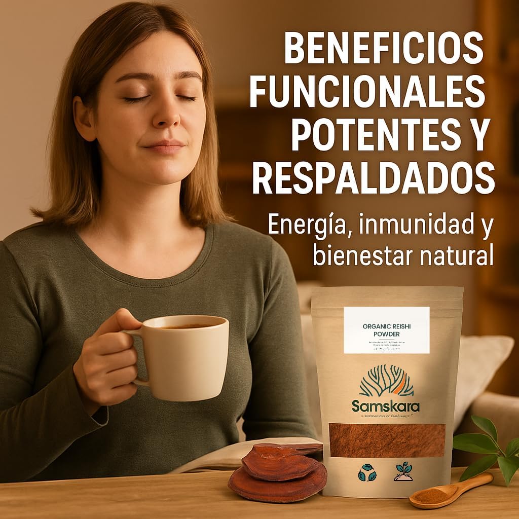 Reishi En Polvo Bio - 500g (5 X 100g Envases Retail) | Complejo De Hongos Ecológico Vegano Para Café Y Smoothies_4
