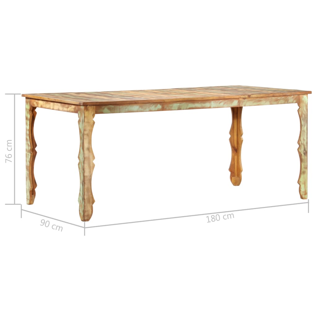 Mesa De Comedor De Madera Maciza Reciclada 180x90x76 Cm_2
