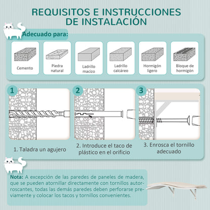 Pawhut Estantes Para Gatos De Pared De 3 Piezas Con Caseta Plataformas Hamaca_5
