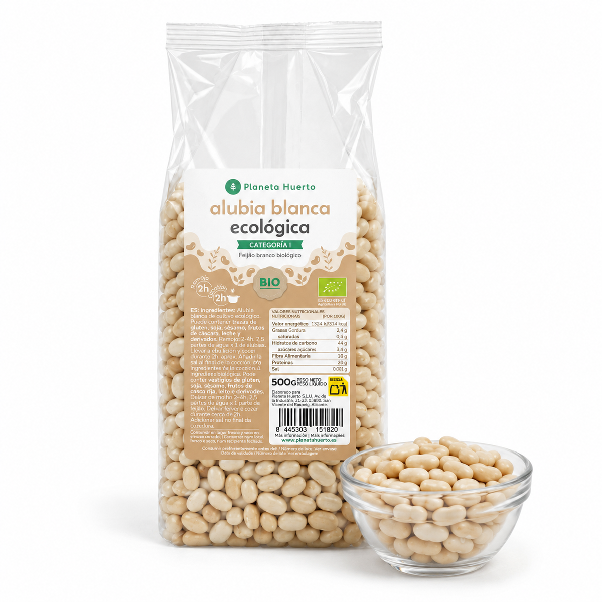 Feijão branco biológico Planeta Huerto 500 g