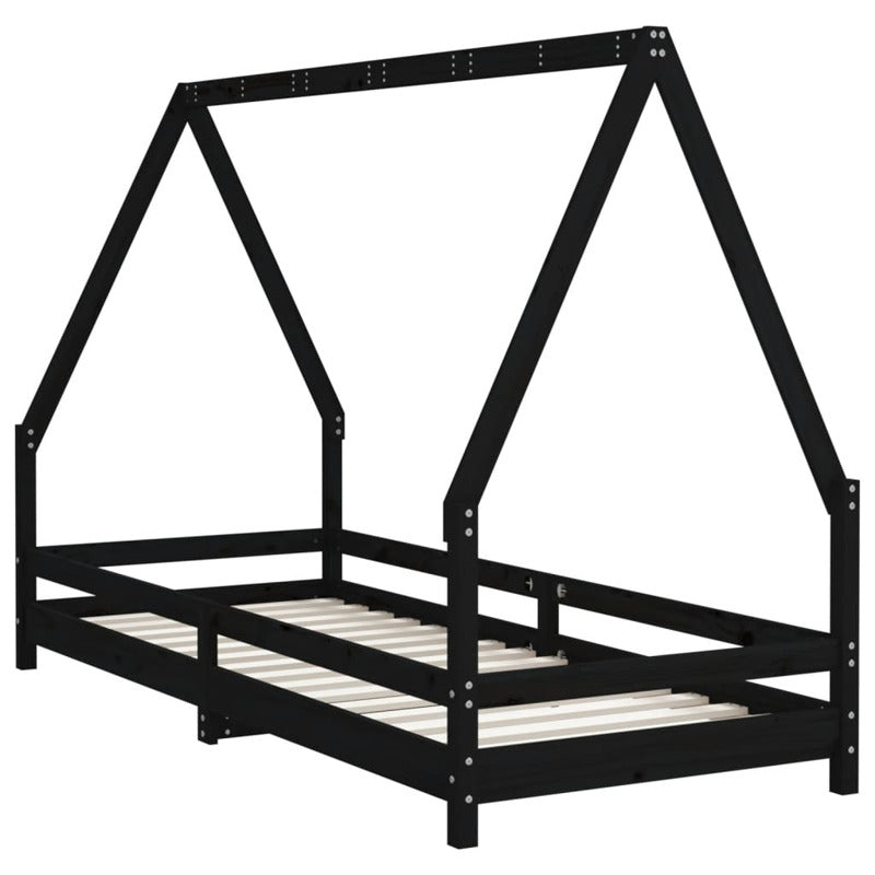 Vidaxl Estructura De Cama Para Niños Madera De Pino Negro 80x200 Cm_5