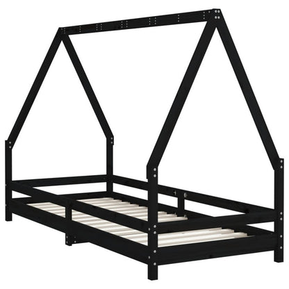 Vidaxl Estructura De Cama Para Niños Madera De Pino Negro 80x200 Cm_5