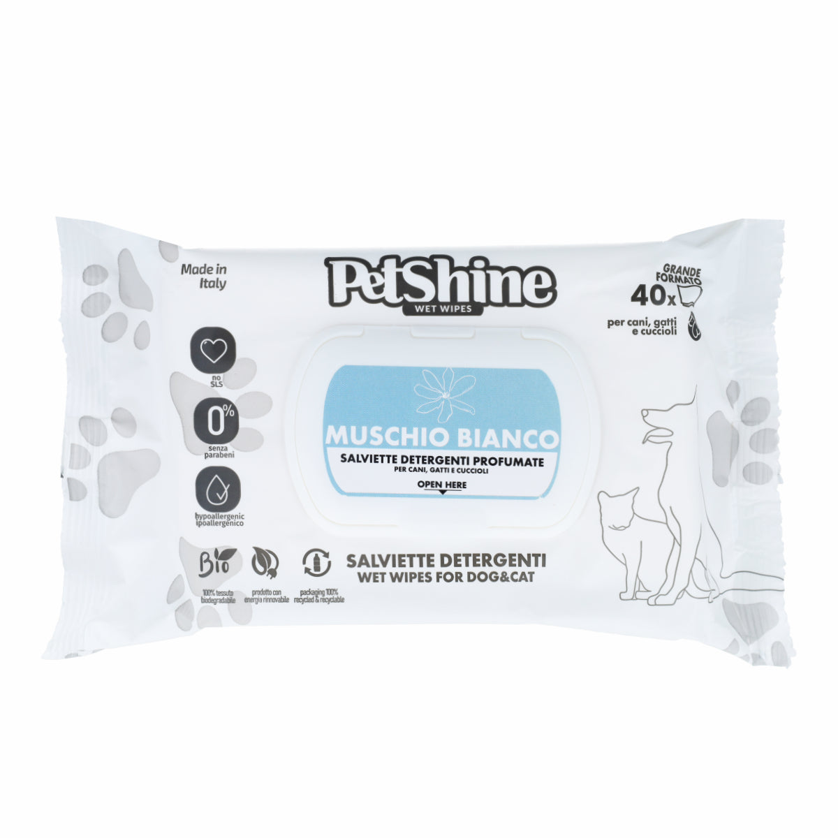 Porrini Toallitas Higiene Perro/Gato,MusgoBlanco Aloe 40ud