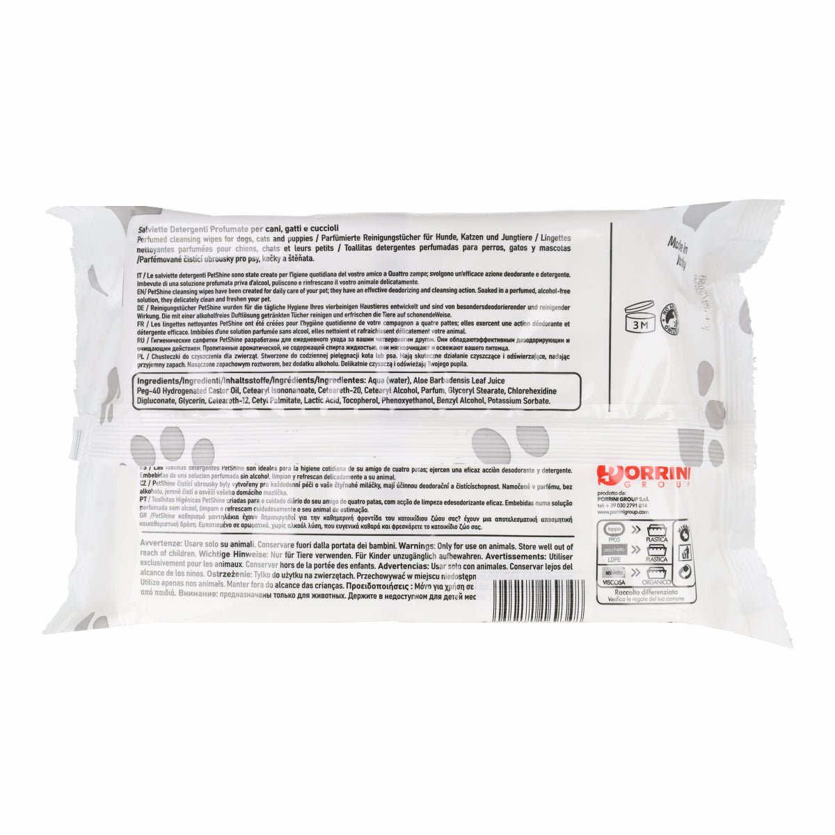 Toallitas Higiene Perro y Gato Leche Almendra Porrini 100 uds