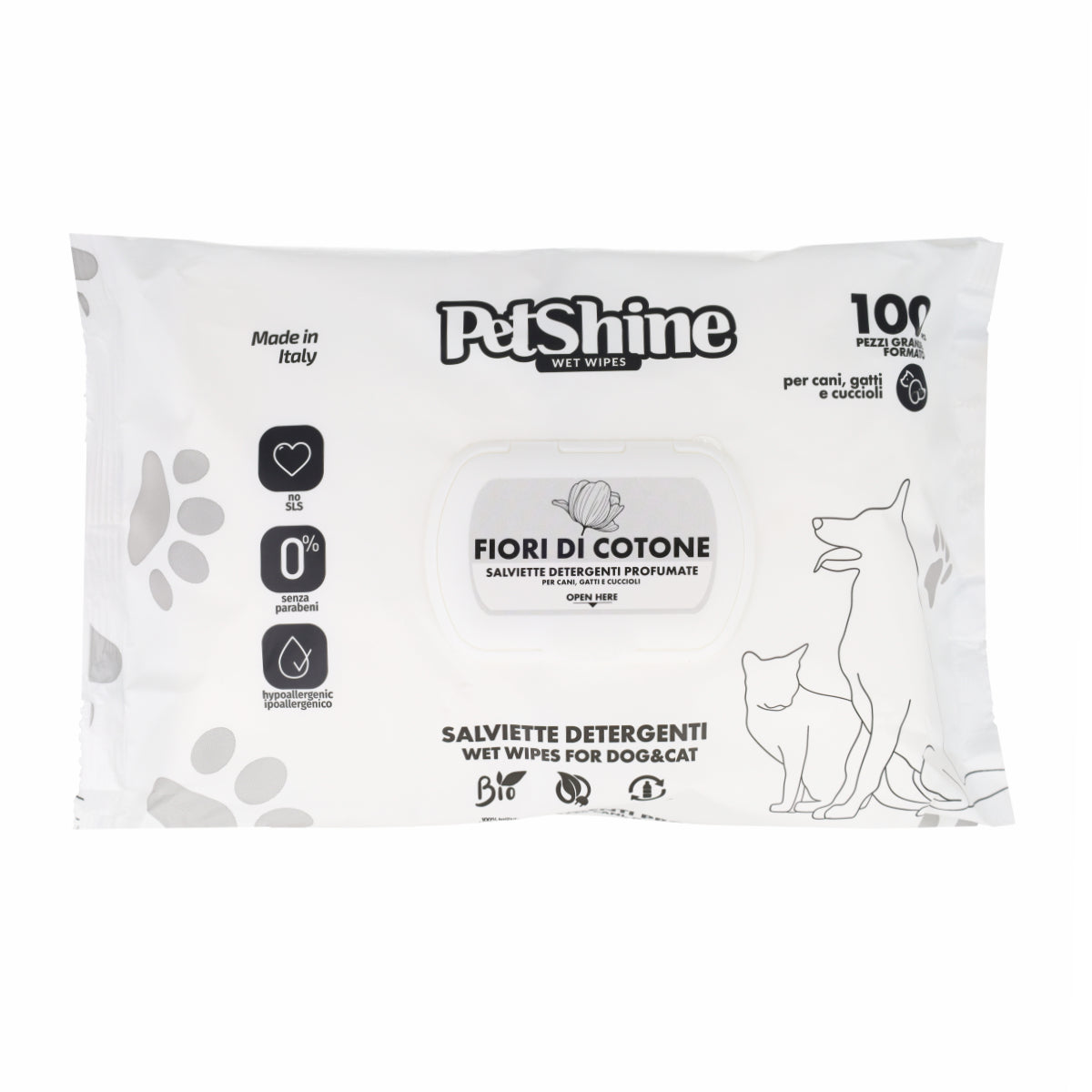 Toallitas Higiene Perro y Gato Flores y Algodón Porrini 100 uds